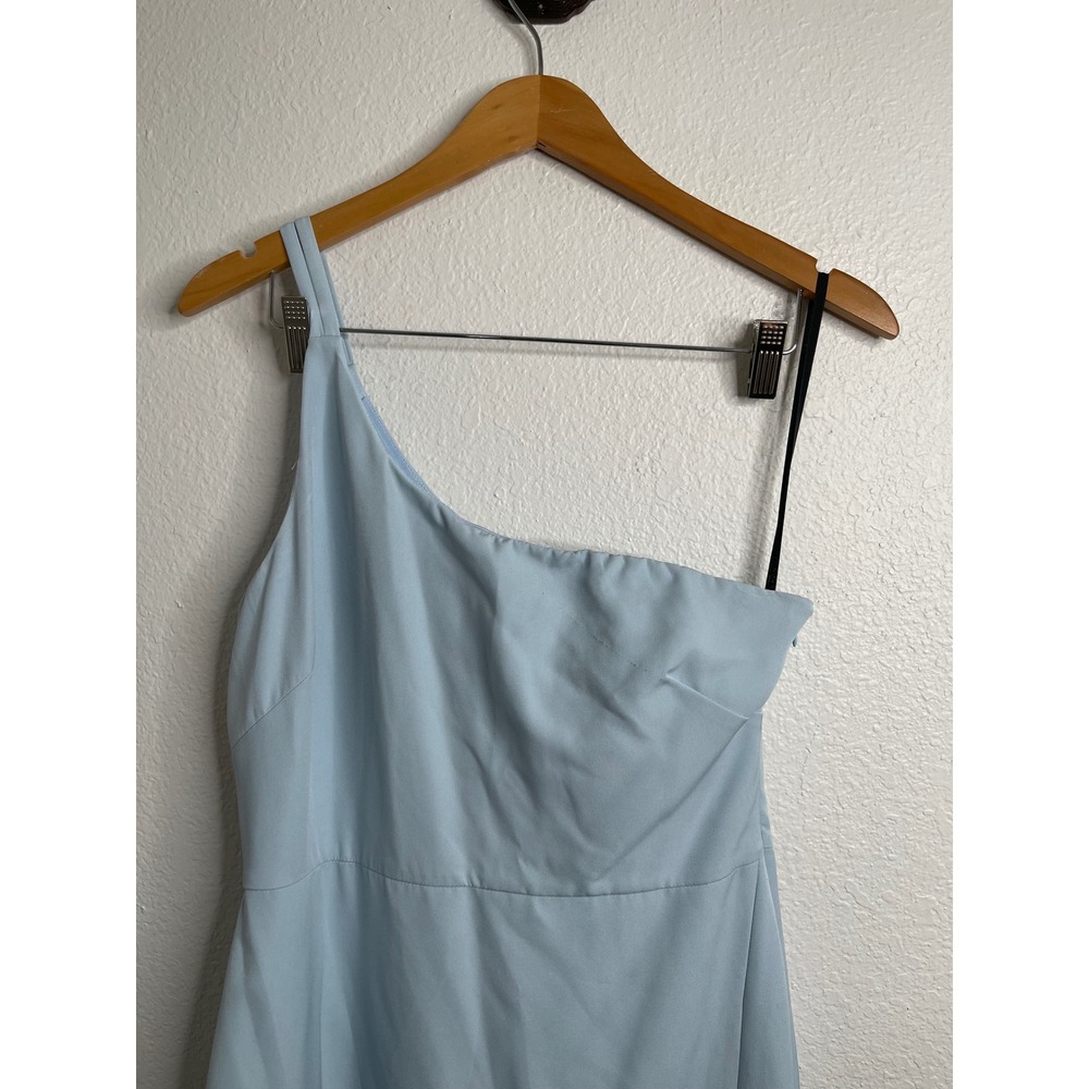 Laundry by Shelli Segal Light Blue‎ One Shoulder Maxi Gown Side Slit Size 10 - Picture 3 of 7